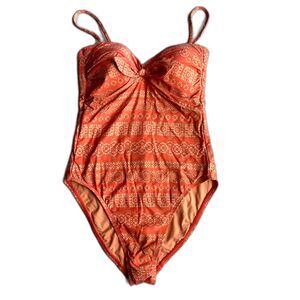 Robin Piccone Isla Plunge One Piece Swimsuit In Terracotta SZ 4 NWOT boho resort